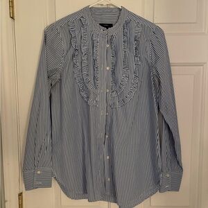 JCrew blue and white Women’s Button-Down Blouse with a hint of flare